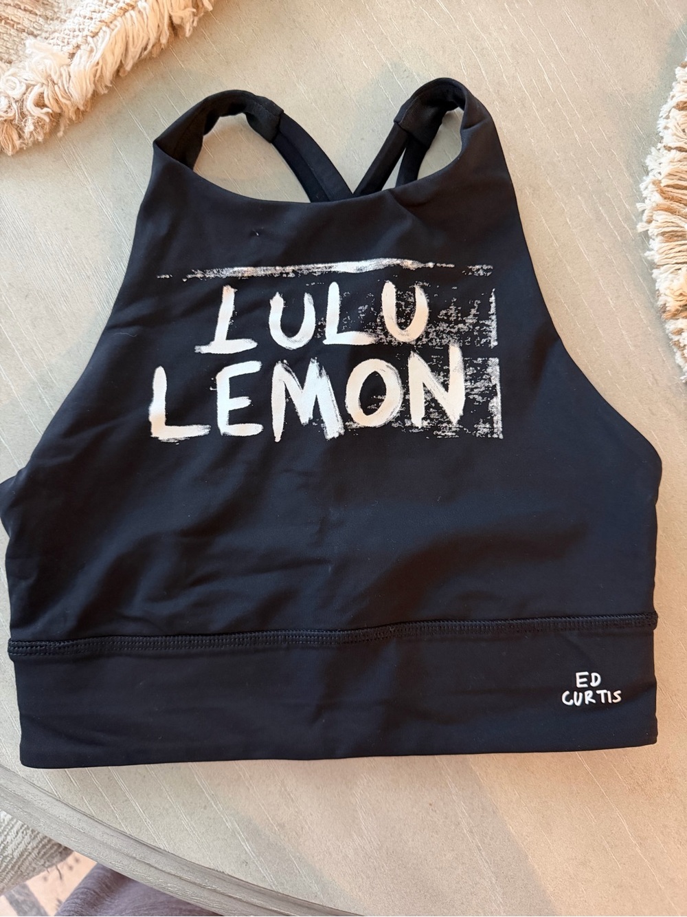EUC Ed Curtis lululemon athletica Black High-Neck Sports Bra- size 4